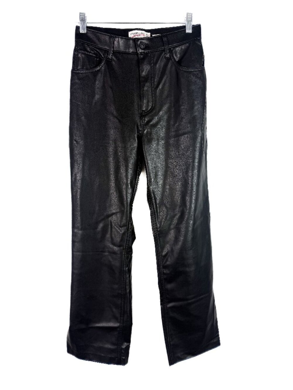 NWT Abercrombie & Fitch 90s Straight Ultra High Rise Vegan Leather Pant 27 SHORT - Picture 2 of 11